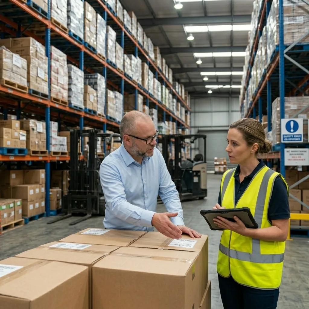 Kamil Dyczkowski consulting in a warehouse